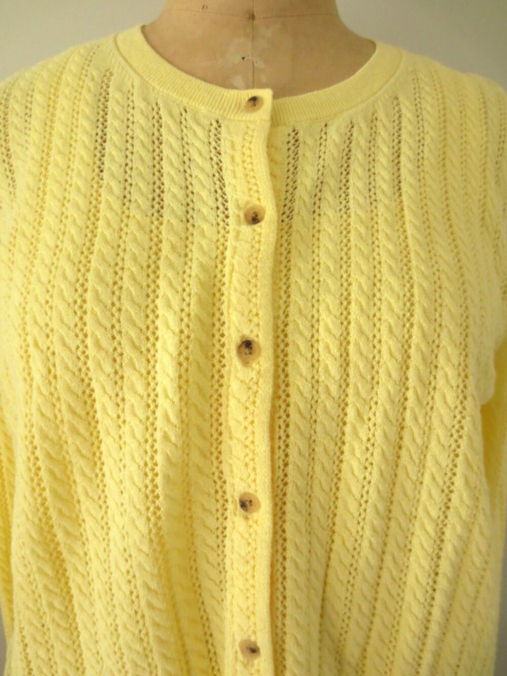GAP Yellow Pointelle Button Front Summer Cotton Cardigan - Picture 4 of 11